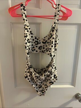 Muse Cream and Black Floral Cutout One-Piece Swimsuit